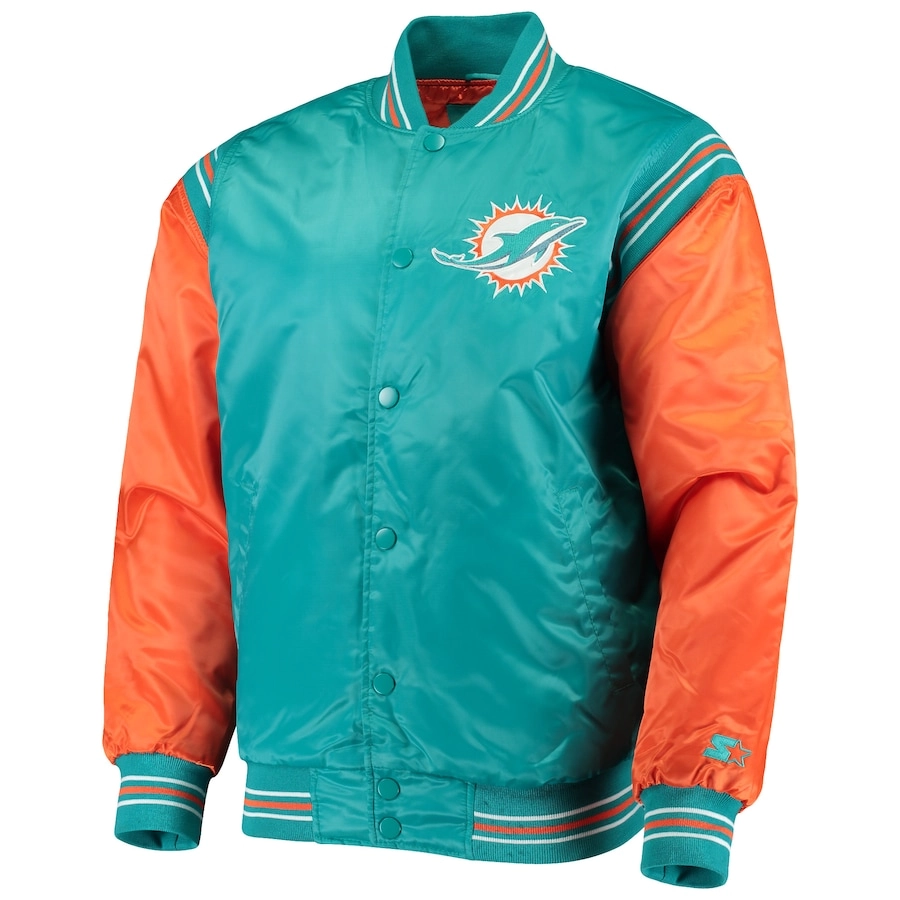 Miami-Dolphins-Full-Snap-Satin-Varsity-Jacket-AquaOrange-LeatherMoto
