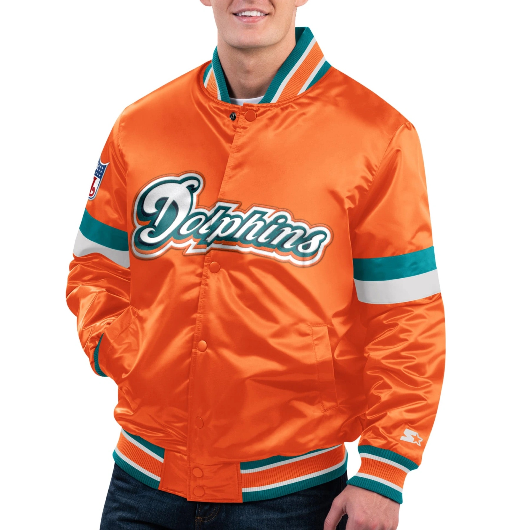 Miami-Dolphins-Gridiron-Classics-Home-Game-Satin-Varsity-Jacket-Orange-LeatherMoto