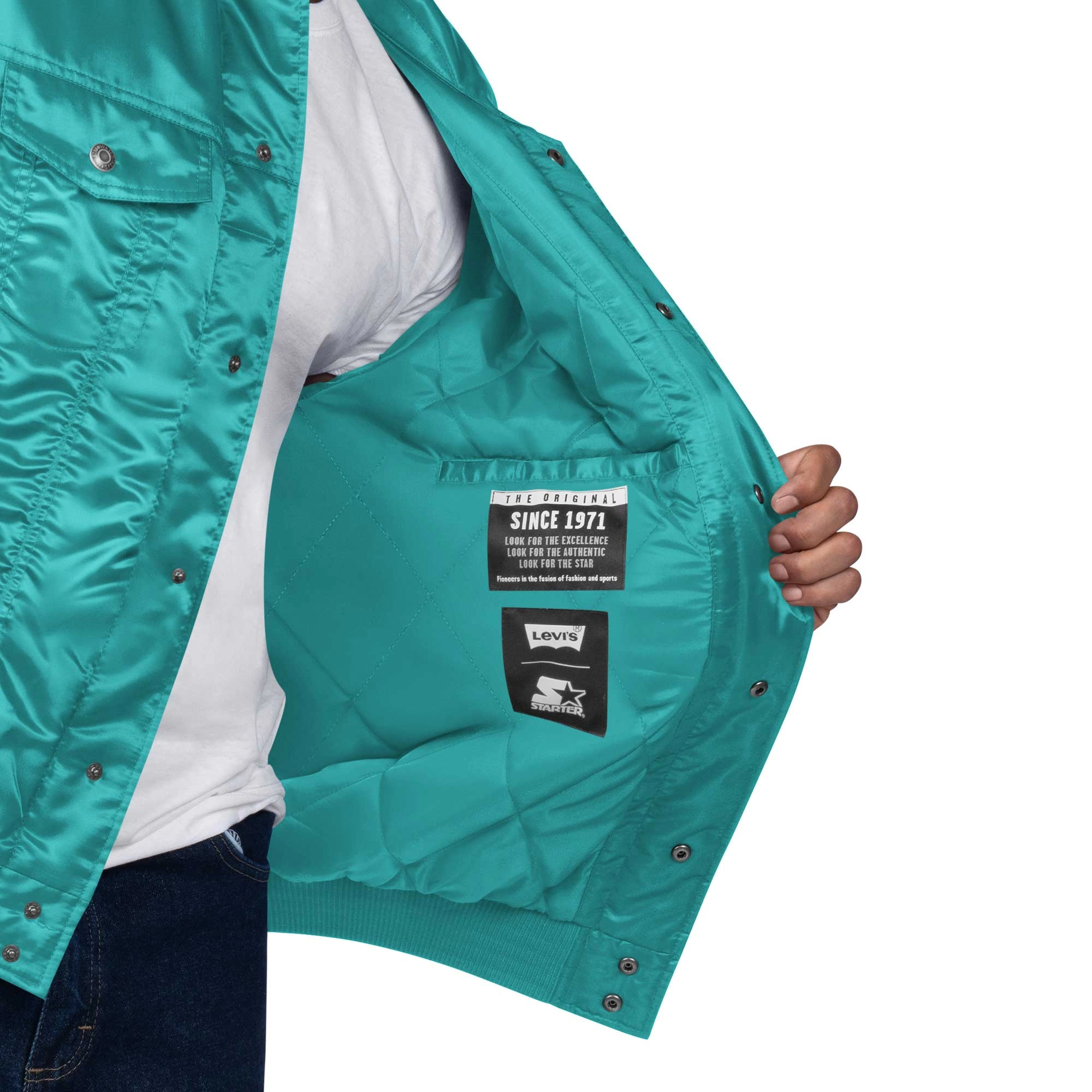 Miami-Dolphins-Silver-Tab-Satin-Trucker-Varsity-Jacket-Aqua-LeatherMoto