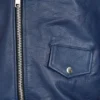 Midnight Blue Leather Biker Jacket – Striking Moto Look with Silver Zipper Detailing (2)