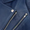 Midnight Blue Leather Biker Jacket – Striking Moto Look with Silver Zipper Detailing (3)