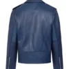 Midnight Blue Leather Biker Jacket – Striking Moto Look with Silver Zipper Detailing (5)