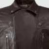 Midnight Espresso Brown Leather Biker Jacket – Timeless Moto Look with Belted Waist (2)