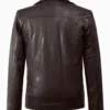 Midnight Espresso Brown Leather Biker Jacket – Timeless Moto Look with Belted Waist (4)