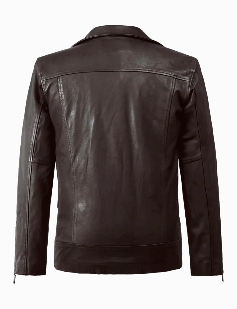Midnight Espresso Brown Leather Biker Jacket – Timeless Moto Look with Belted Waist (4)