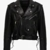 Midnight Marauder Black Leather Biker Jacket – Cropped Moto Look with Lace-Up Detailing (1)