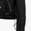 Midnight Marauder Black Leather Biker Jacket – Cropped Moto Look with Lace-Up Detailing (4)