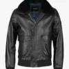 Midnight Traveler Leather Aviator Bomber Black Jacket (1)