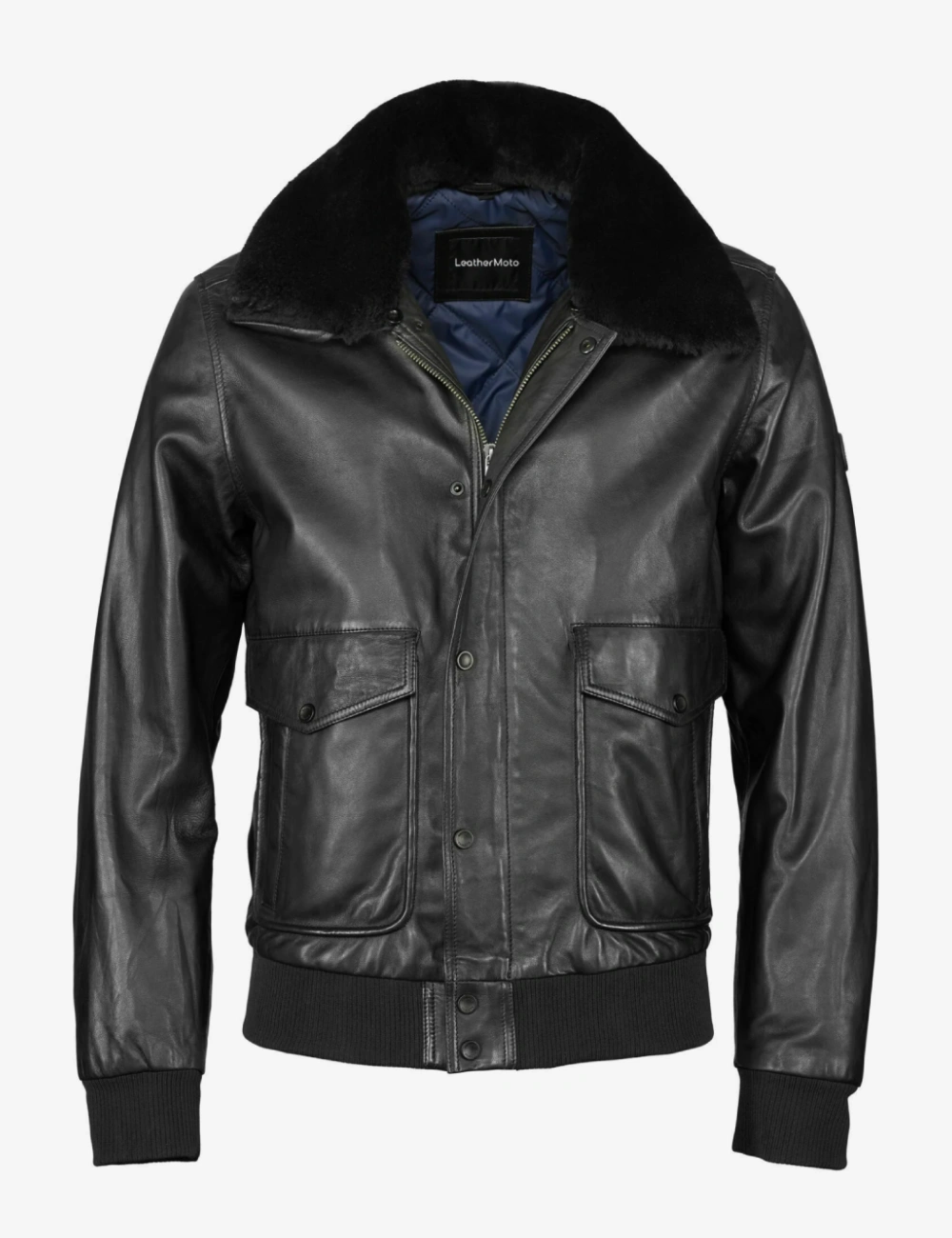 Midnight Traveler Leather Aviator Bomber Black Jacket (1)