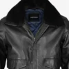 Midnight Traveler Leather Aviator Bomber Black Jacket (2)