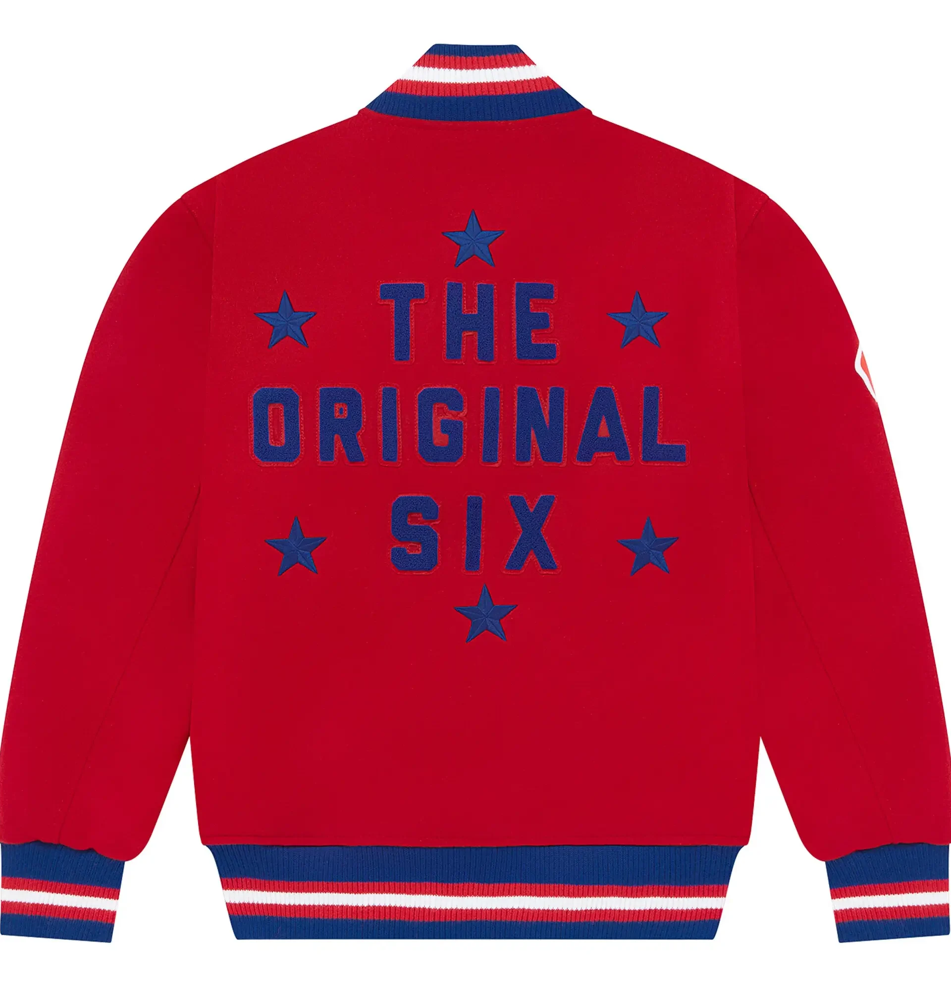 Montreal-Canadiens-OVO-x-NHL-Red-Full-Snap-Varsity-Jacket- leather moto