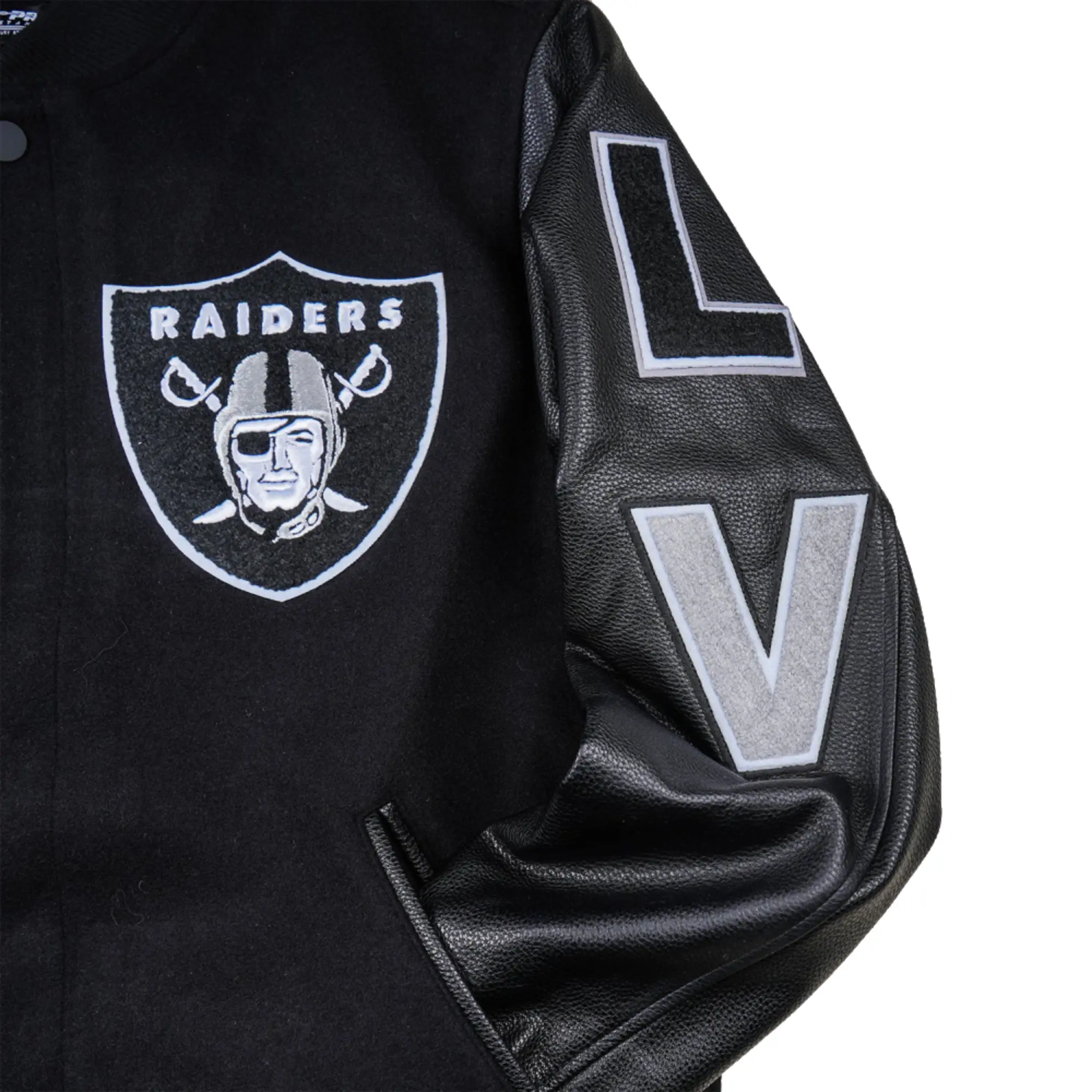 NFL-Las-Vegas-Raiders-Pro-Standard-Logo-Black-Varsity-Jacket-LeatherMoto