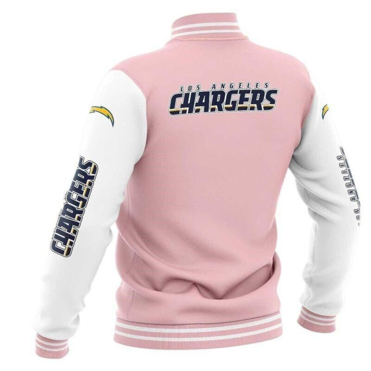 NFL-Los-Angeles-Chargers-Jacksonville-Jaguars-Baseball-Light-Pink-Varsity-Jacket-LeatherMoto