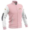 NFL-Los-Angeles-Chargers-Jacksonville-Jaguars-Baseball-Light-Pink-Varsity-Jacket-LeatherMoto