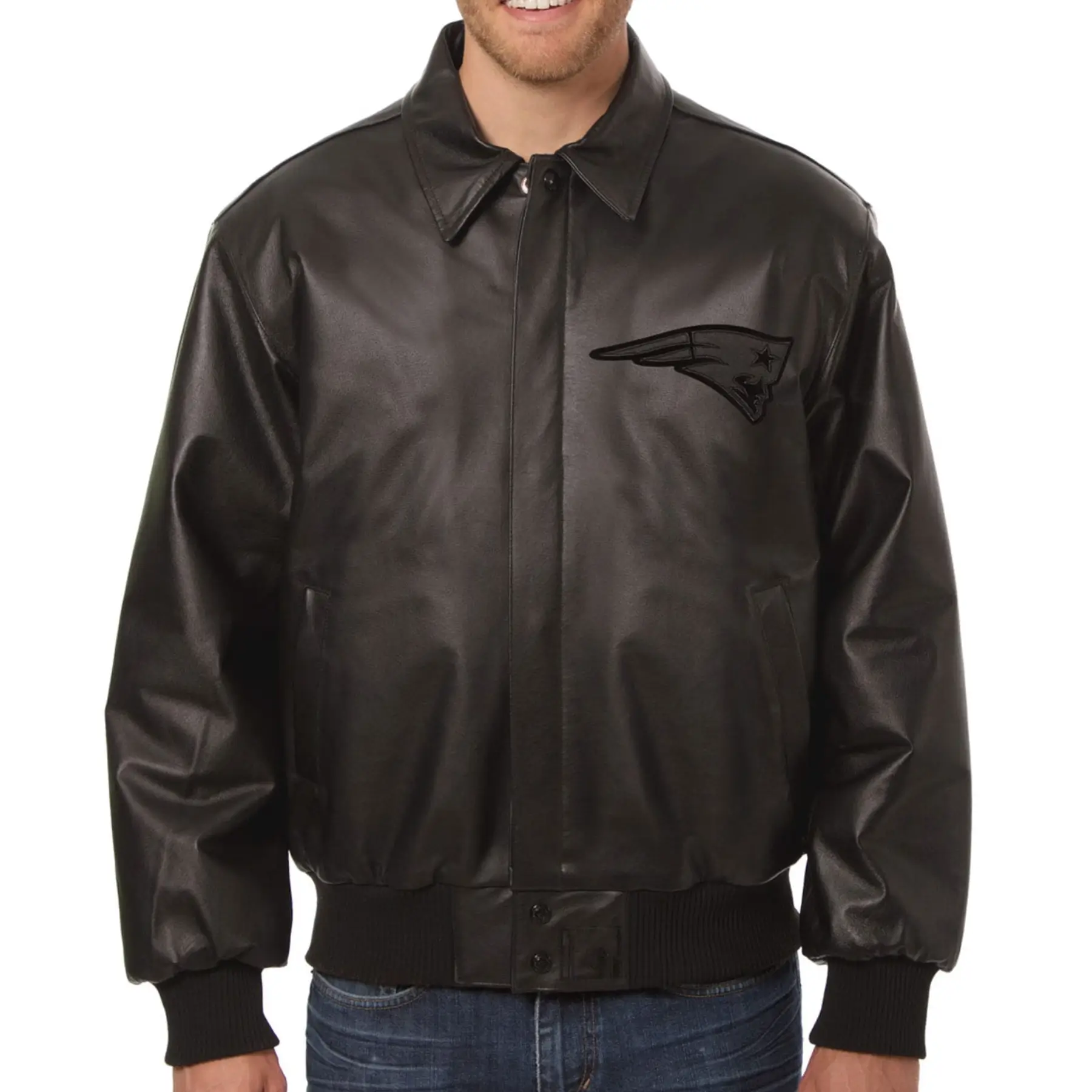 New-England-Patriots-Black-Tonal-Leather-Varsity-Jacket-LeatherMoto