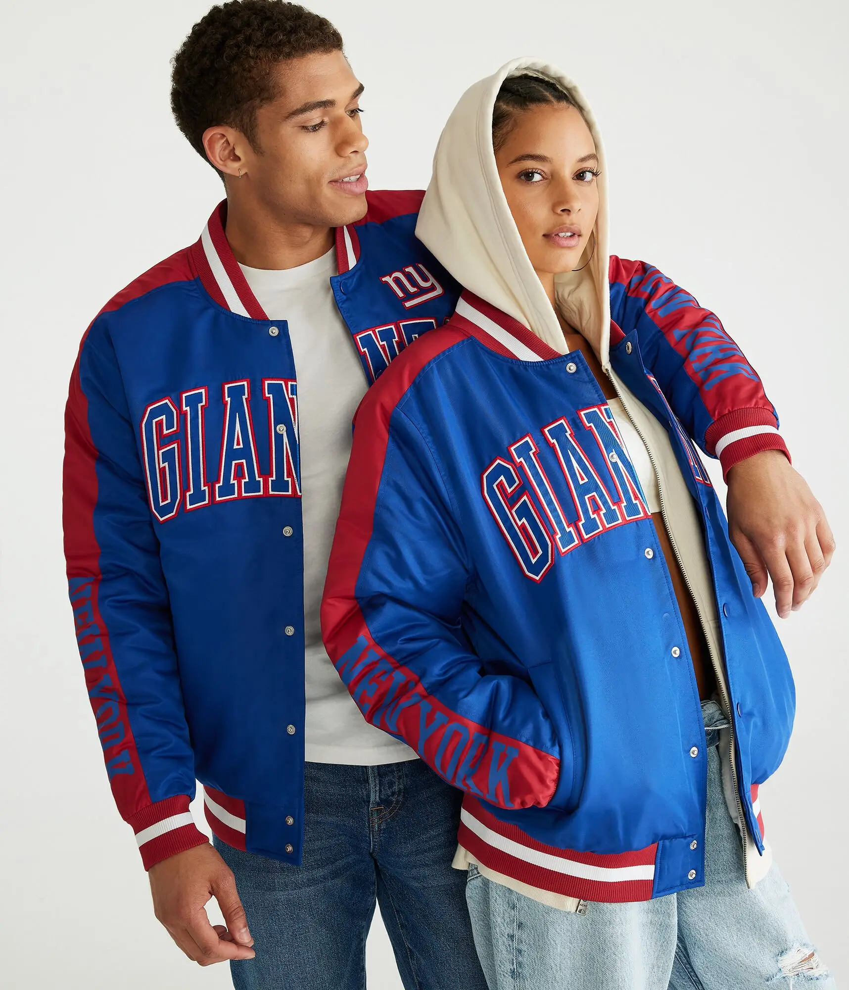 New York Giants Couple Bomber Varsity Jacket-LeatherMoto
