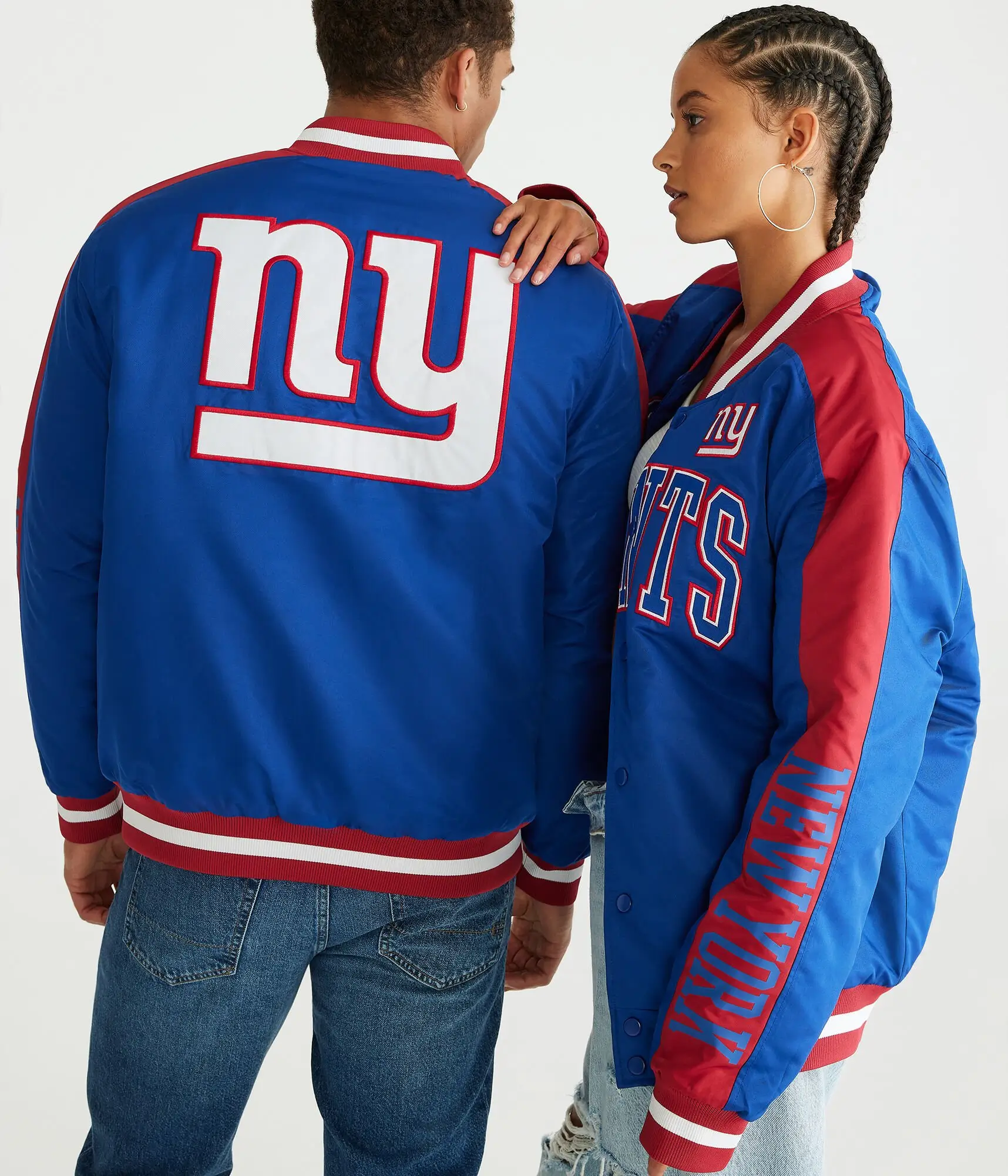 New York Giants Couple Bomber Varsity Jacket-LeatherMoto