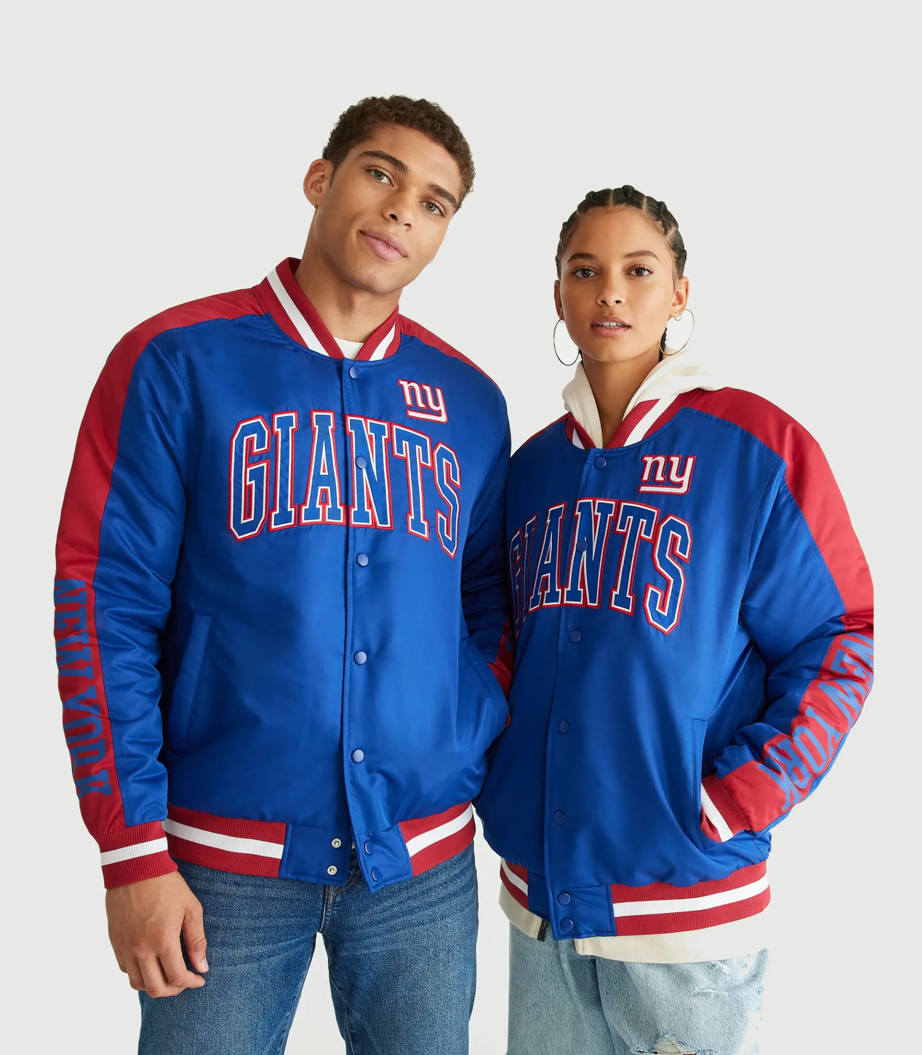 New York Giants Couple Bomber Varsity Jacket-LeatherMoto