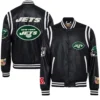 New-York-Jets-Jeff-Hamilton-Black-Vegan-Leather-Full-Snap-Varsity-Jacket-LeatherMoto