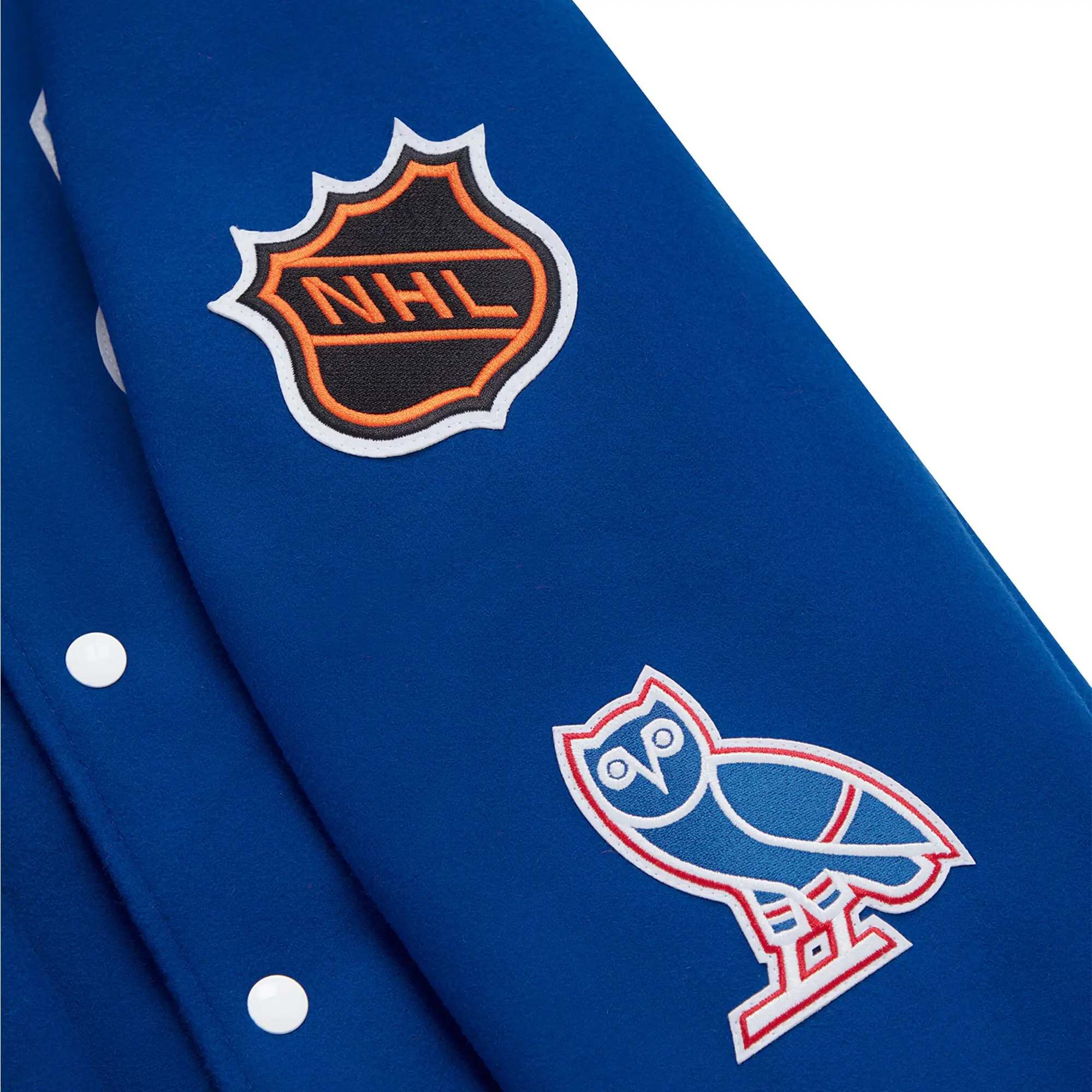 New-York-Rangers-OVO-x-NHL-Blue-Full-Snap-Varsity-Jacket-leather moto (4)