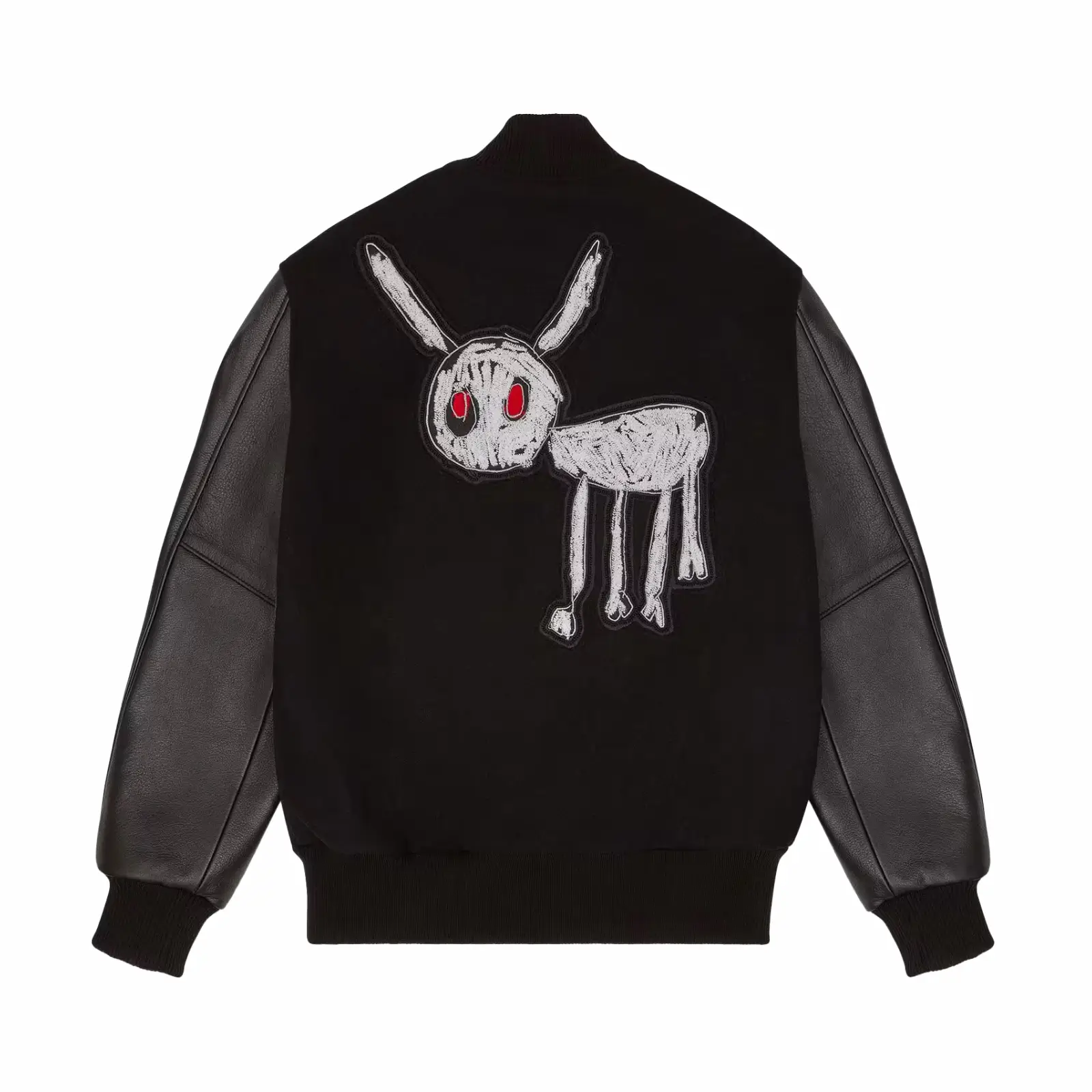 OVO-For-All-The-Dogs-Varsity-Jacket-Black leather moto (1)