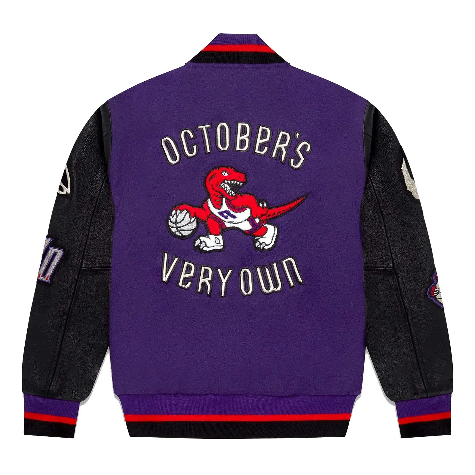 OVO-Mitchell-And-Ness-95-Raptors-Varsity-Jacket-Purple- leather moto 1