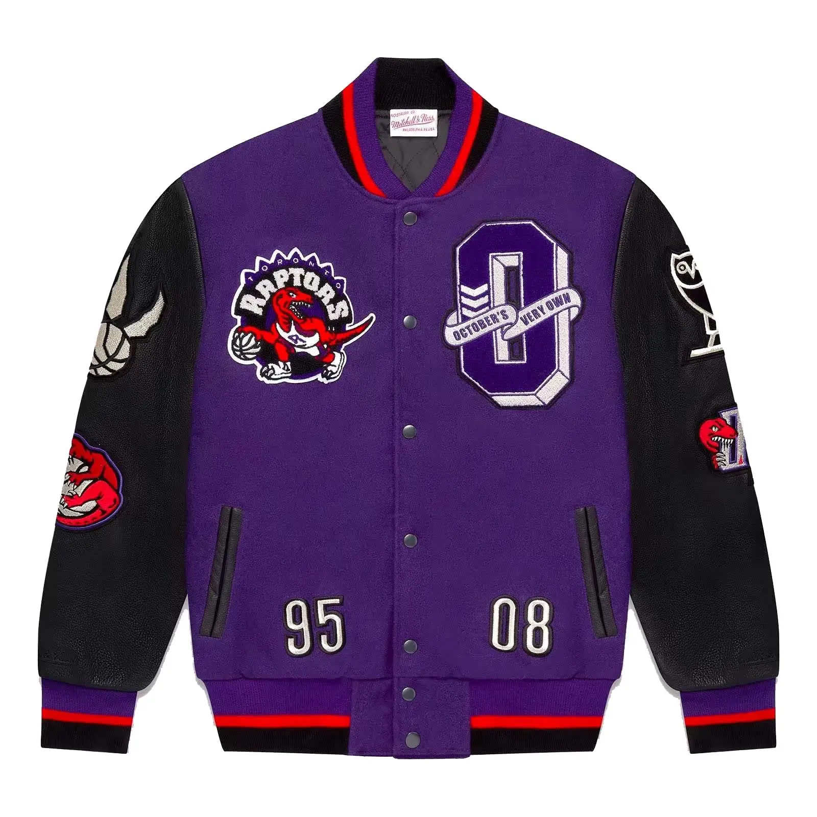 OVO-Mitchell-And-Ness-95-Raptors-Varsity-Jacket-Purple- leather moto