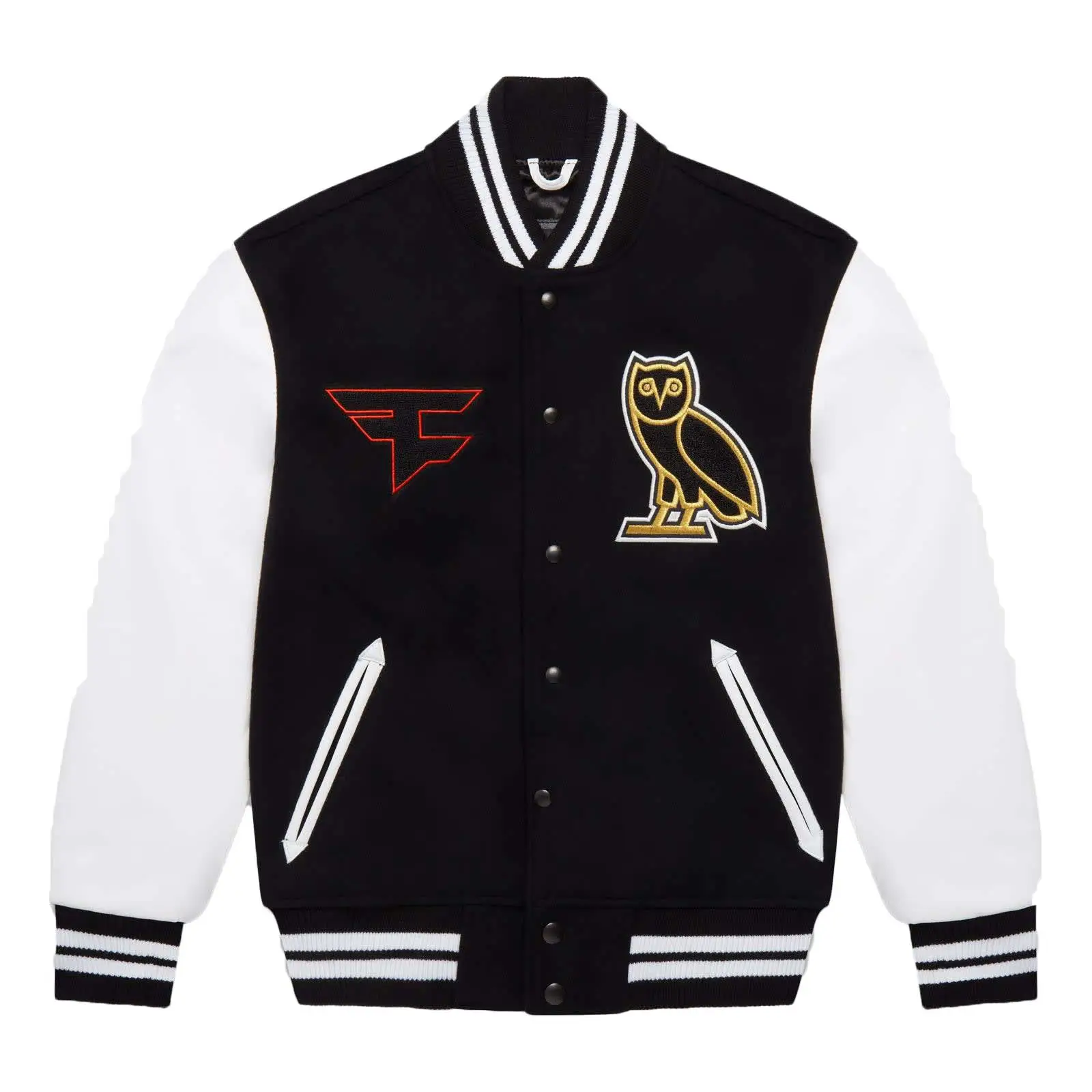 OVO-x-Faze-Clan-Varsity-Jacketn-Black- leather moto