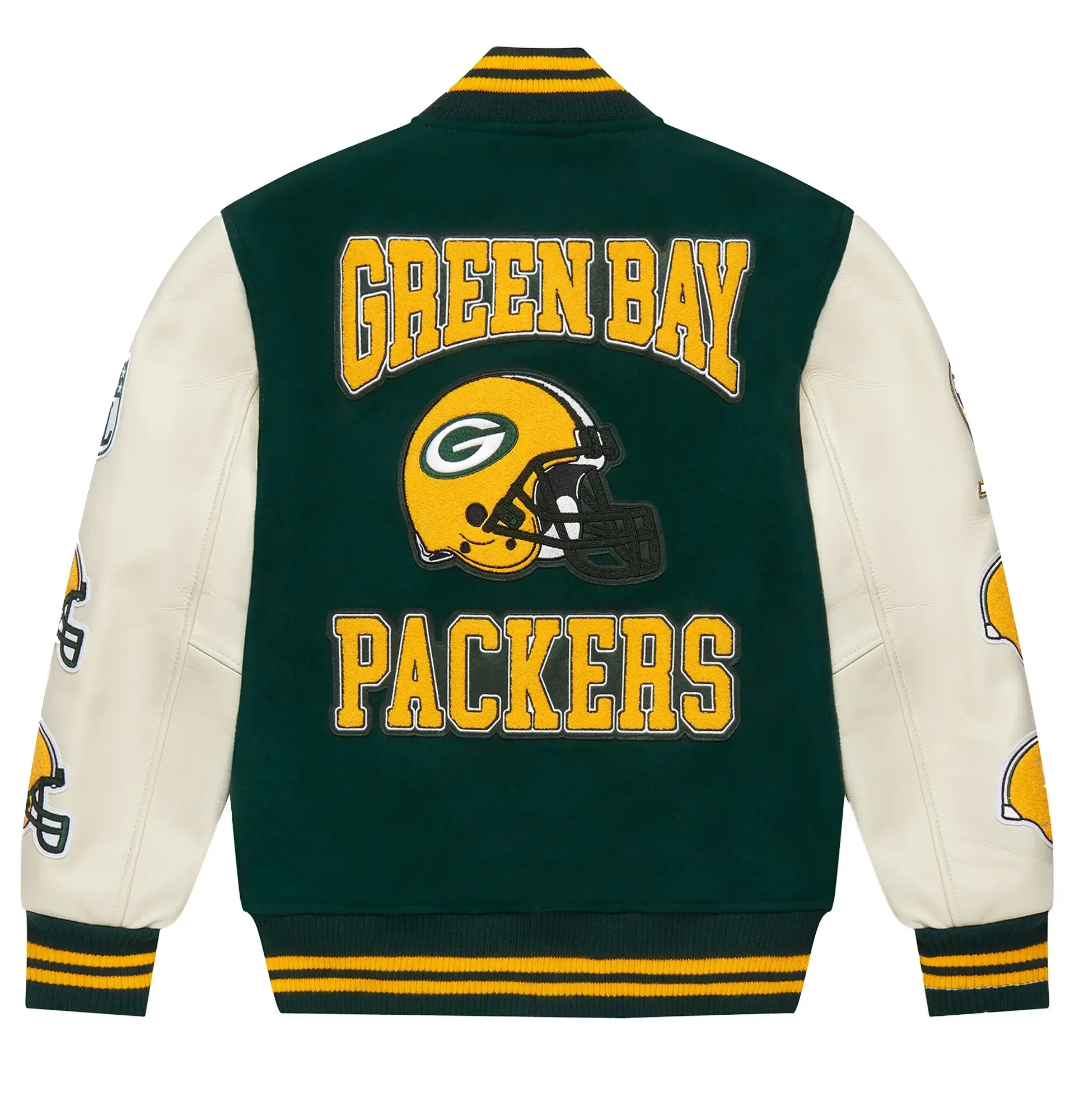 OVO-x-NFL-Green-Bay-Packers-Green-Full-Snap-Varsity-Jacket-leather moto (6)
