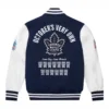 OVO-x-Toronto-Maple-Leafs-Varsity-Jacket-Blue-leather moto 2