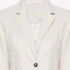 Pearl White Luxe Leather Blazer with Split Cuffs for Women (1)