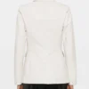 Pearl White Luxe Leather Blazer with Split Cuffs for Women (3)