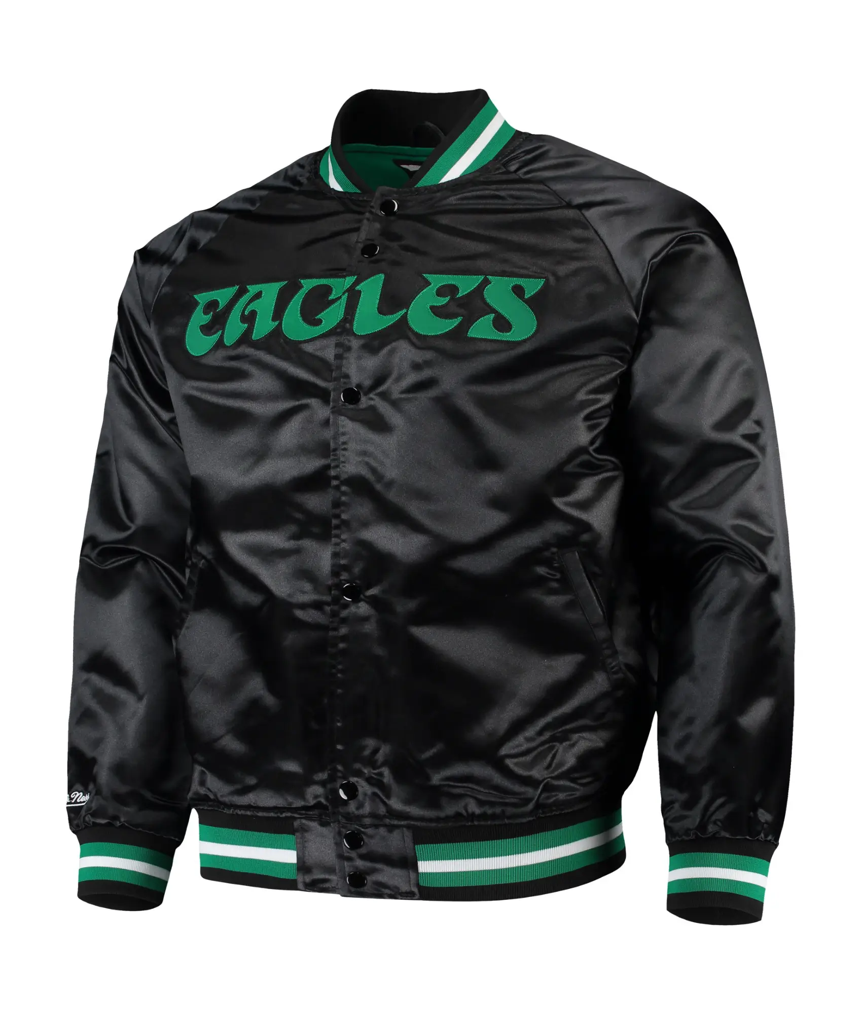 Philadelphia-Eagles-Full-Button-Satin-Black-Varsity-Jacket-LeatherMoto
