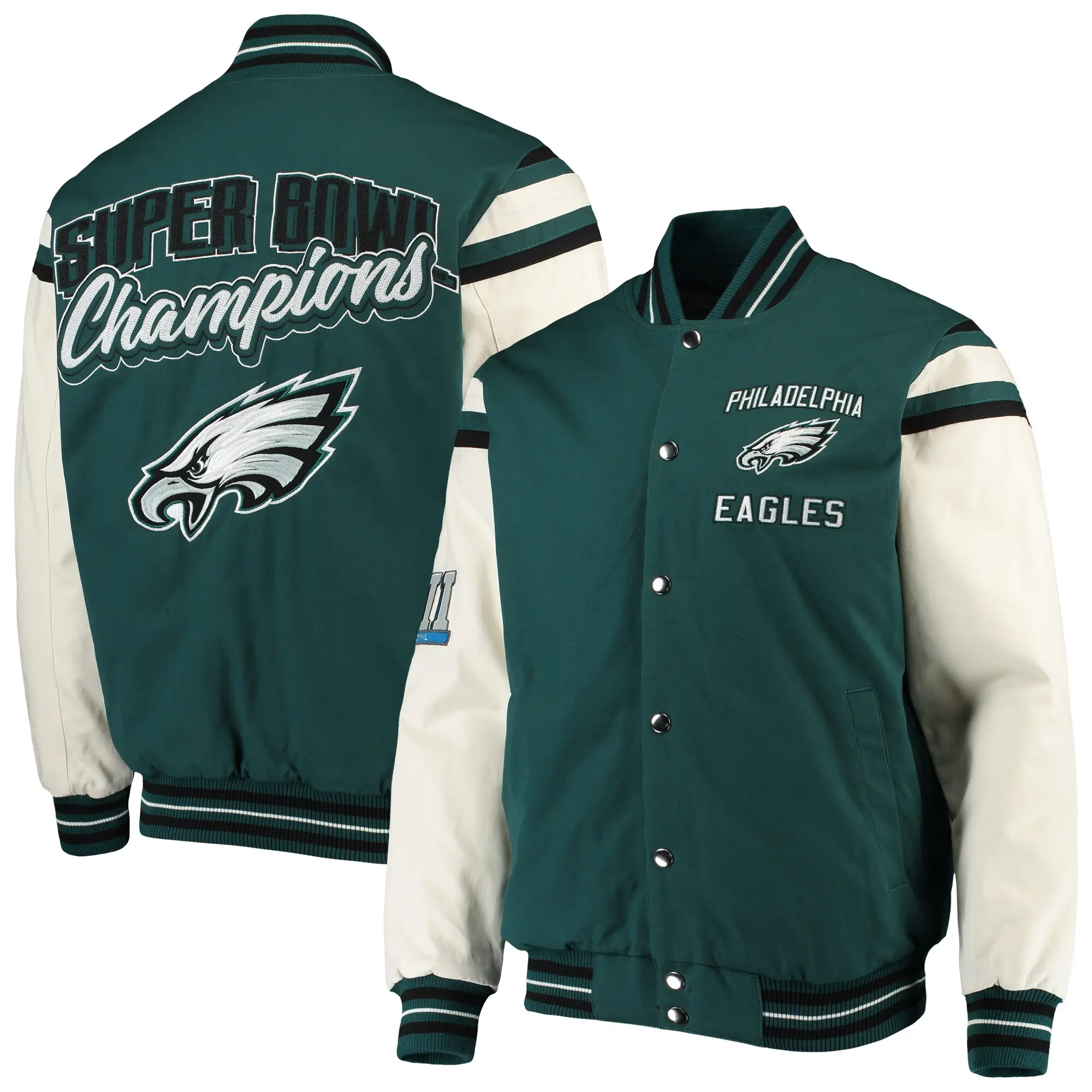 Philadelphia-Eagles-G-III-Sports-Victory-Full-Snap-Midnight-Green-Varsity-Jacket-LeatherMoto
