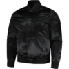 Philadelphia-Eagles-Jalen-Hurts-Logo-Pro-Standard-Player-Full-Snap-Black-Satin-Varsity-Jacket-LeatherMoto