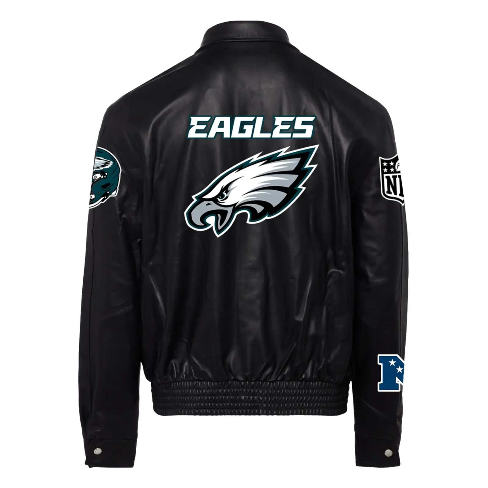 Philadelphia-Eagles-Jeff-Hamilton-Full-Snap-Black-Leather-Jacket-LeatherMoto