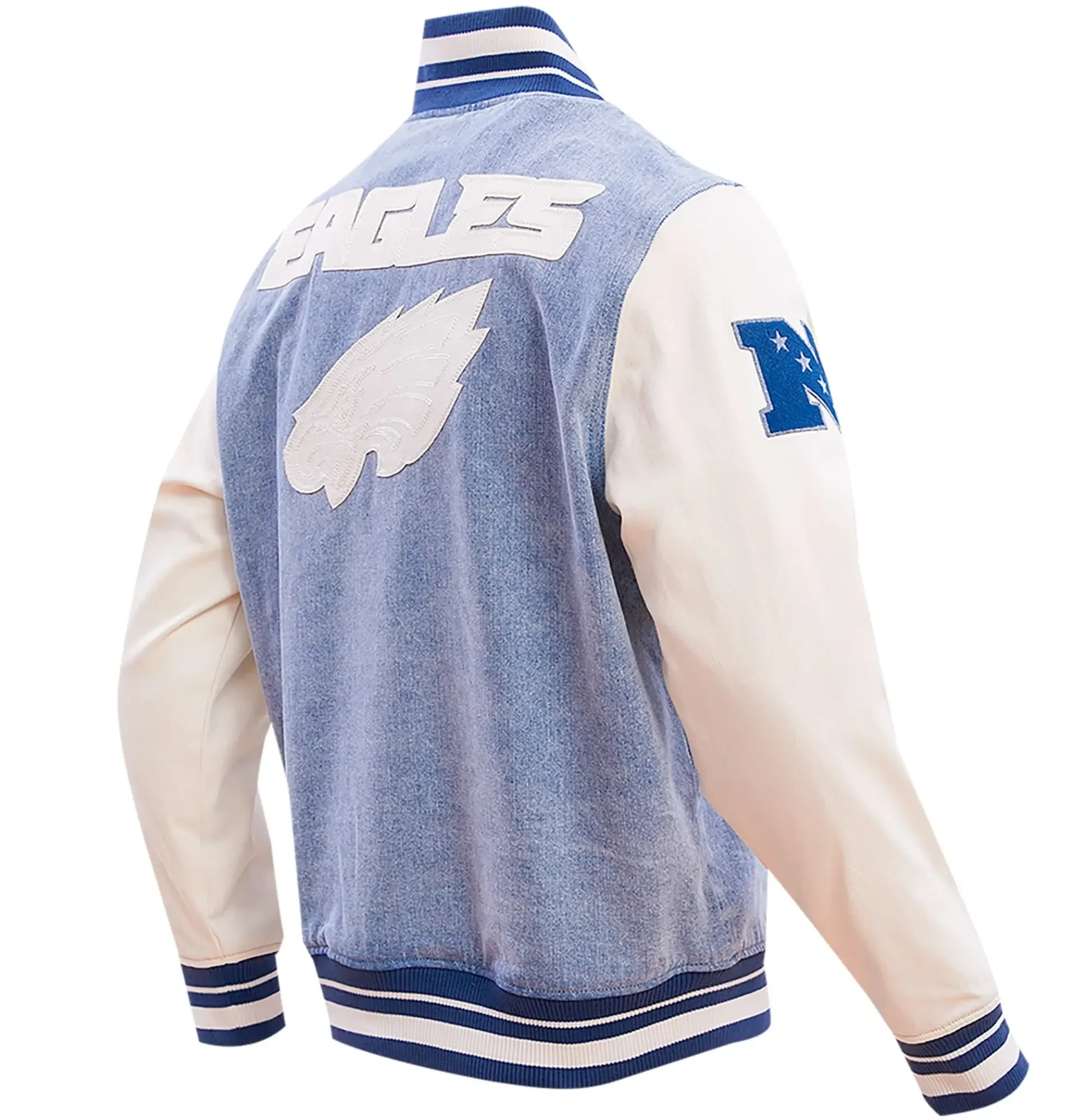 Philadelphia-Eagles-Pro-Standard-Denim-Leather-Varsity-Jacket-LeatherMoto
