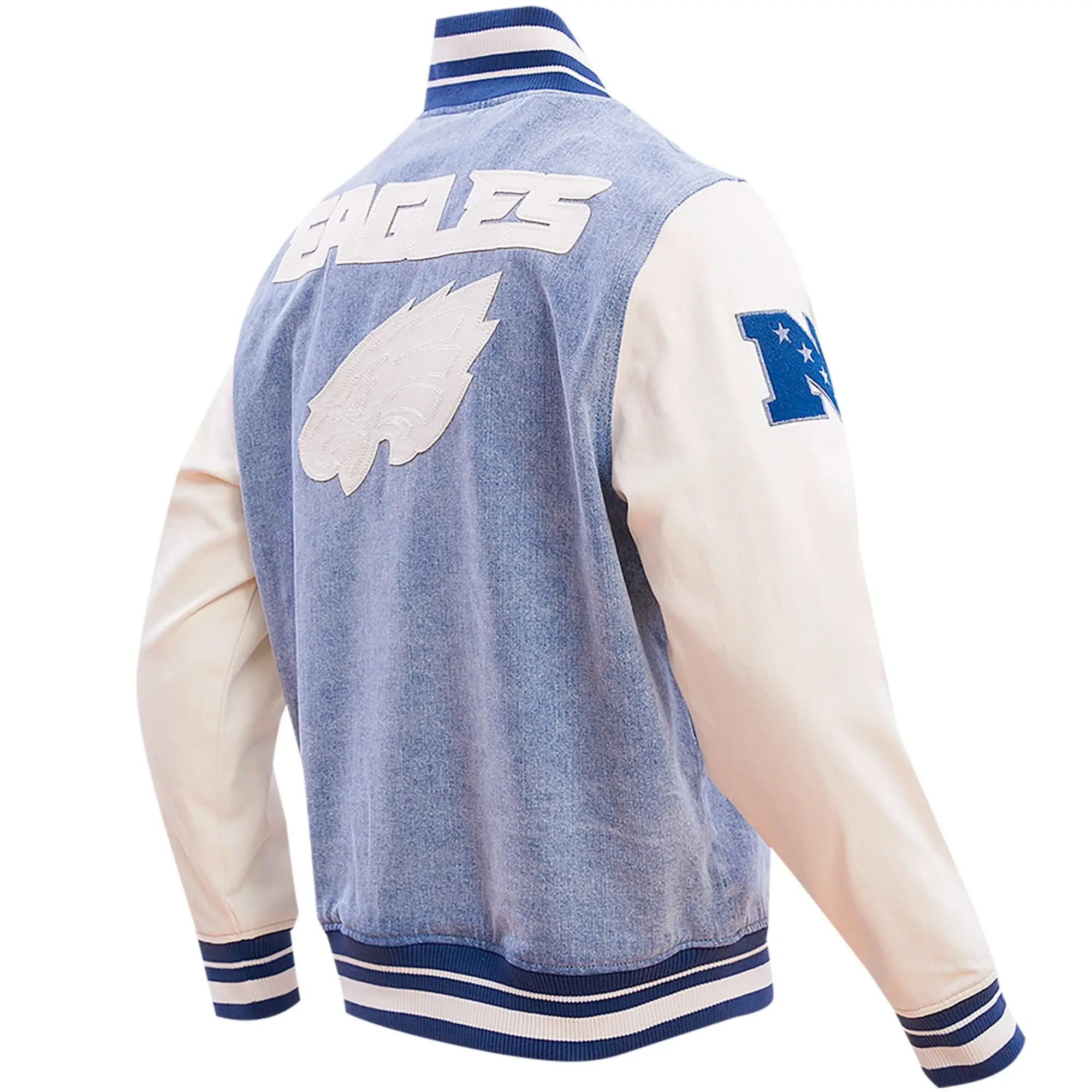 Philadelphia-Eagles-Pro-Standard-Denim-Leather-Varsity-Jacket-LeatherMoto