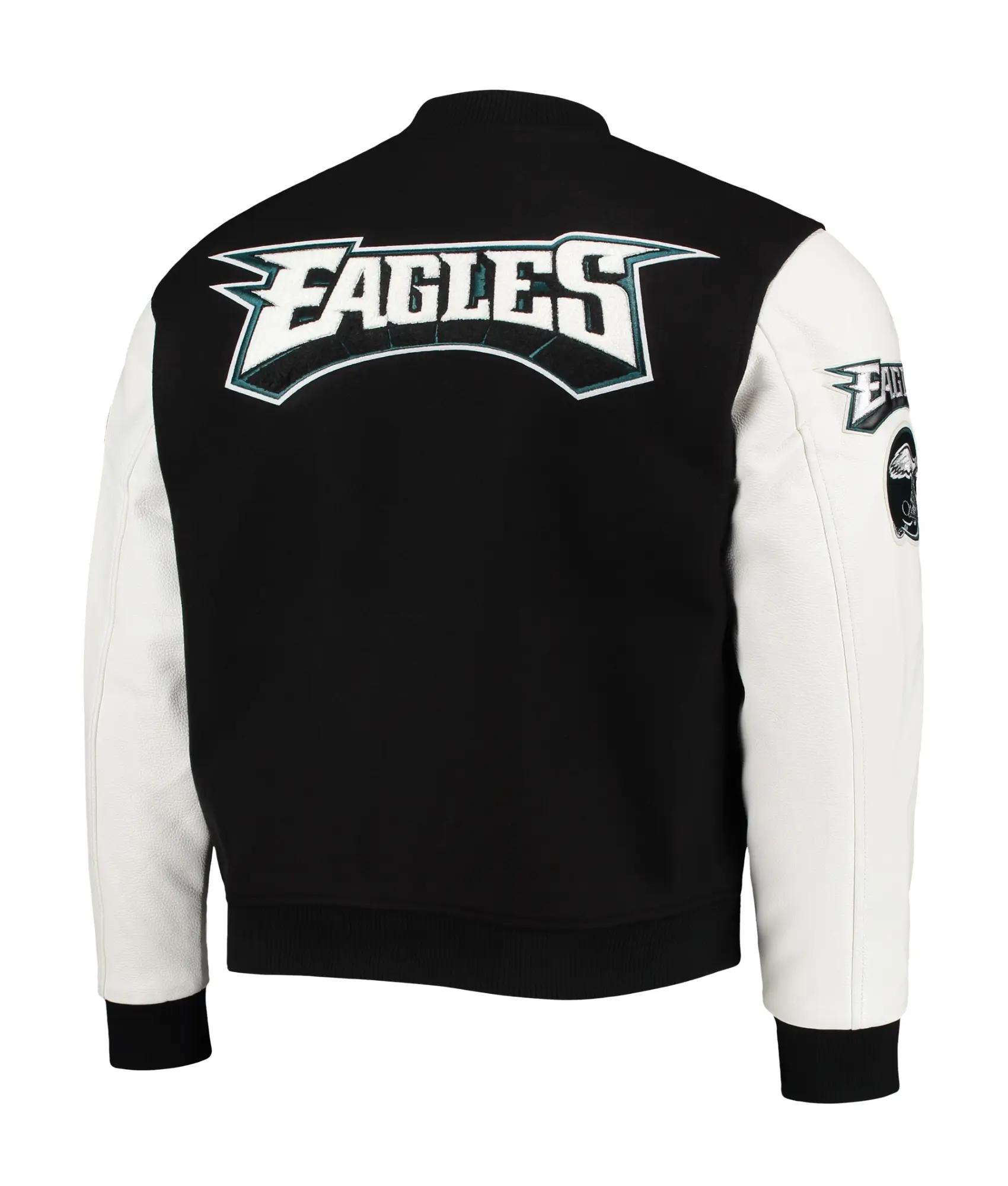 Philadelphia-Eagles-Pro-Standard-Logo-Full-Zip-BlackWhite-Varsity-Jacket-LeatherMoto