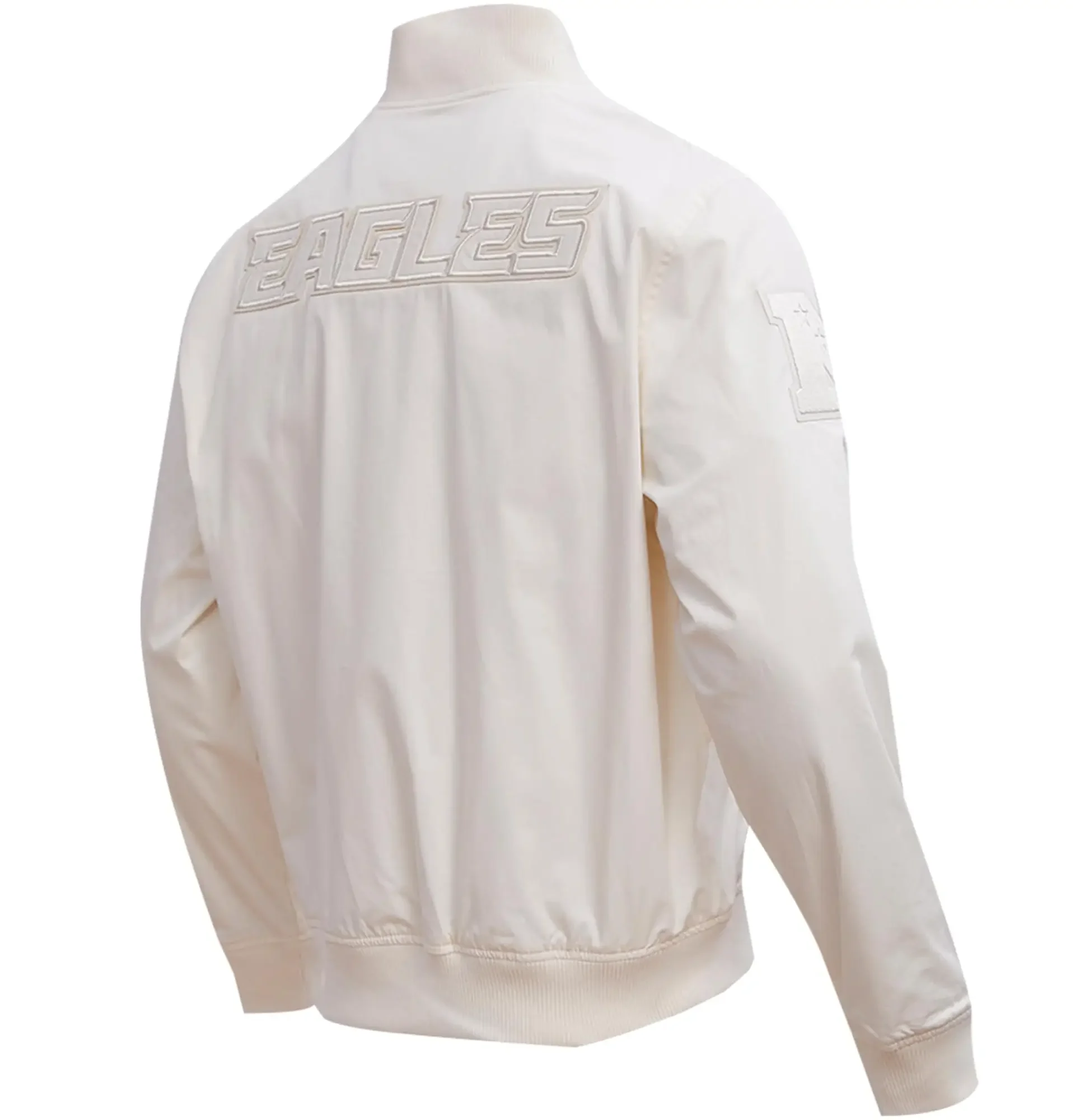 Philadelphia-Eagles-Pro-Standard-Neutral-Full-Zip-Satin-Varsity-Jacket-LeatherMoto