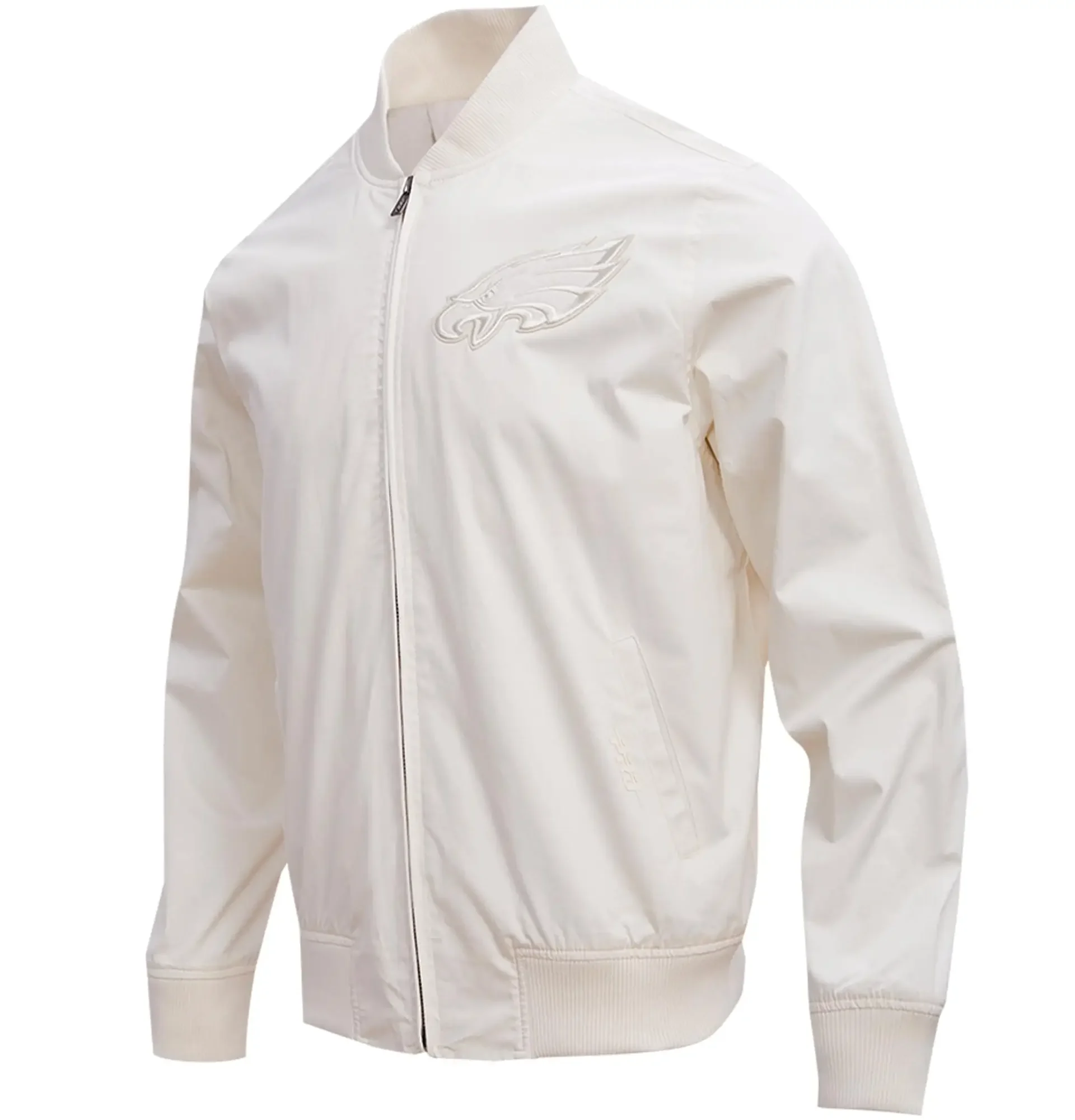 Philadelphia-Eagles-Pro-Standard-Neutral-Full-Zip-Satin-Varsity-Jacket-LeatherMoto