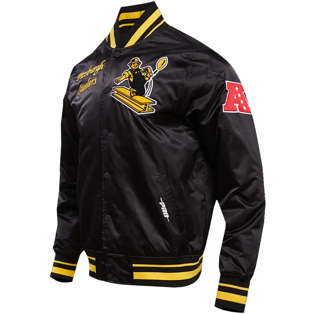 Pittsburgh-Steelers-Classic-Rib-Satin-Varsity-Black-Jacket-LeatherMoto