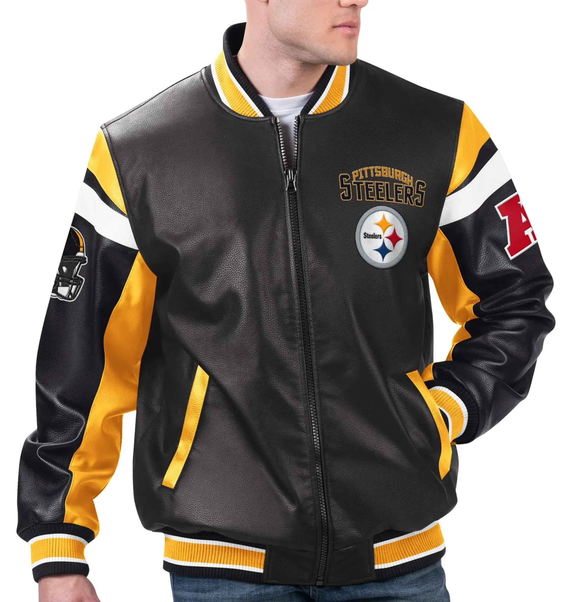 Pittsburgh-Steelers-G-III-Sports-by-Carl-Banks-Black-Leather-Varsity-Jacket-LeatherMoto