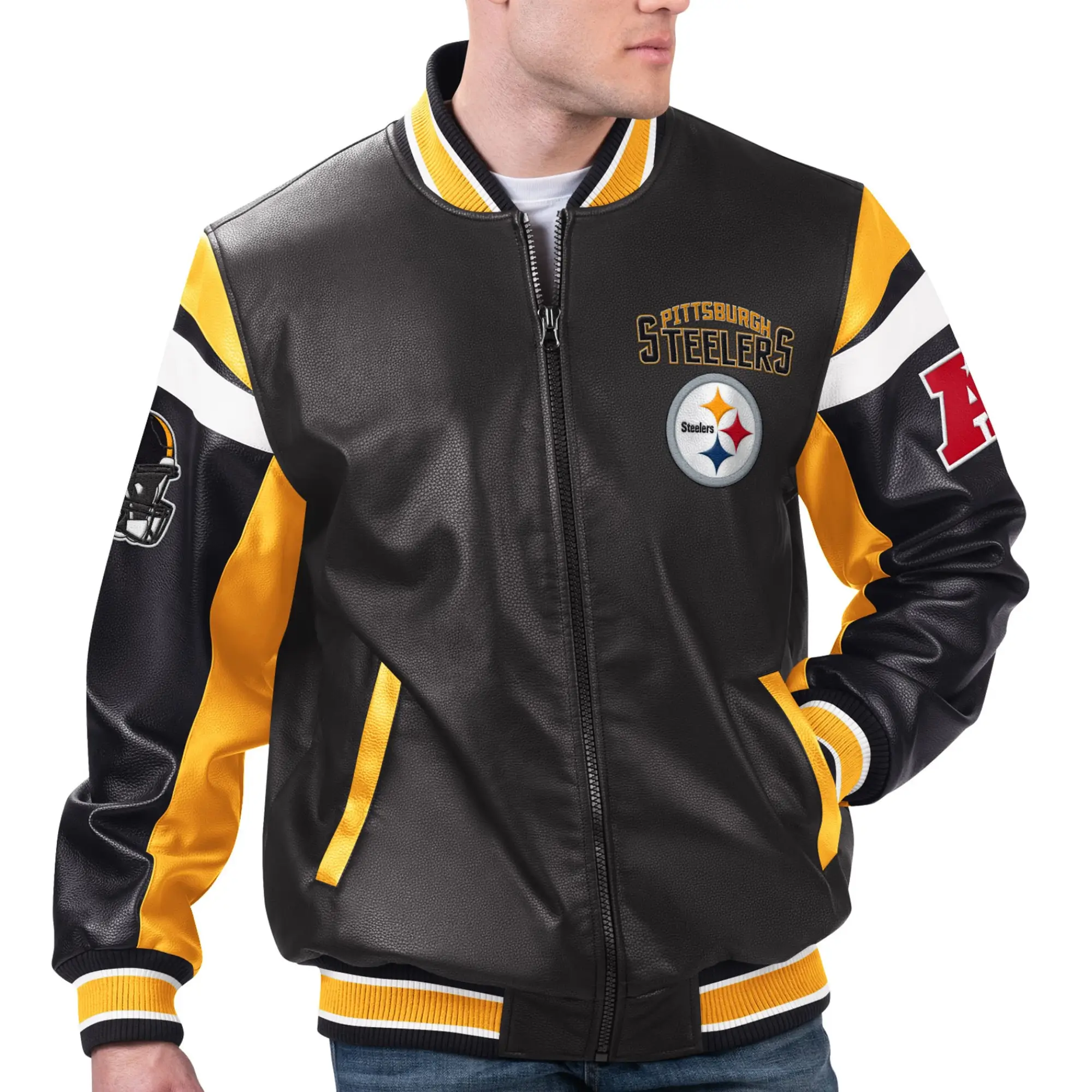 Pittsburgh-Steelers-G-III-Sports-by-Carl-Banks-Black-Leather-Varsity-Jacket-LeatherMoto
