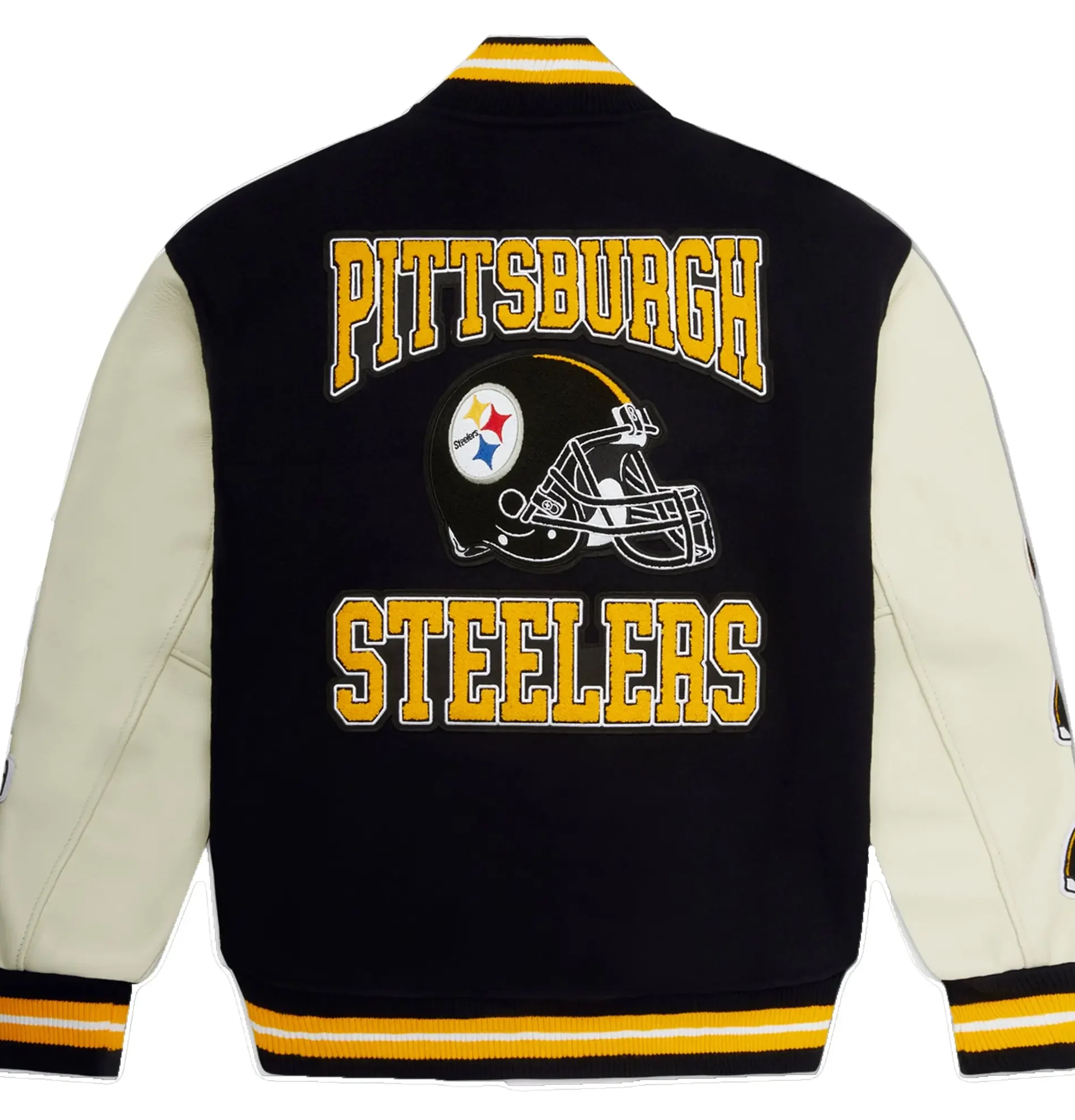Pittsburgh-Steelers-OVO-Wool-Leather-Varsity-Jacket-leather moto 2
