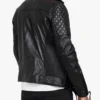 Premium Black Leather Biker Jacket for Men – Classic Moto Design with Quilted Shoulders (5)