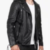 Premium Black Leather Biker Jacket for Men – Classic Moto Design with Quilted Shoulders (6)