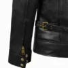Resident Evil Inspired Black Leather Jacket – Tactical Style with Pockets and Arm Detailing (2)