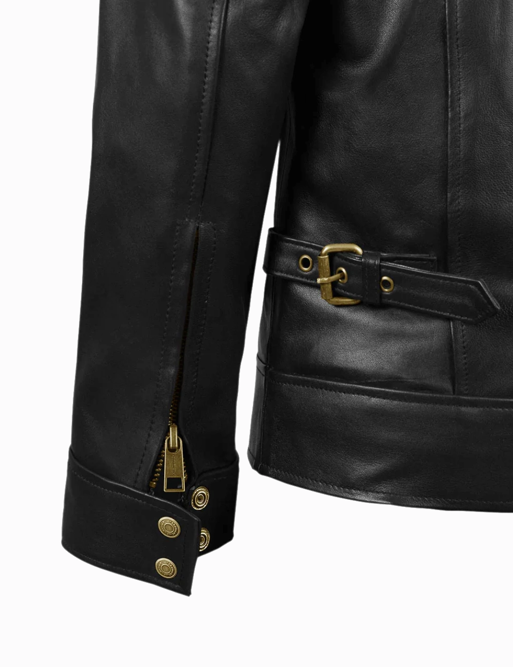 Resident Evil Inspired Black Leather Jacket – Tactical Style with Pockets and Arm Detailing (2)