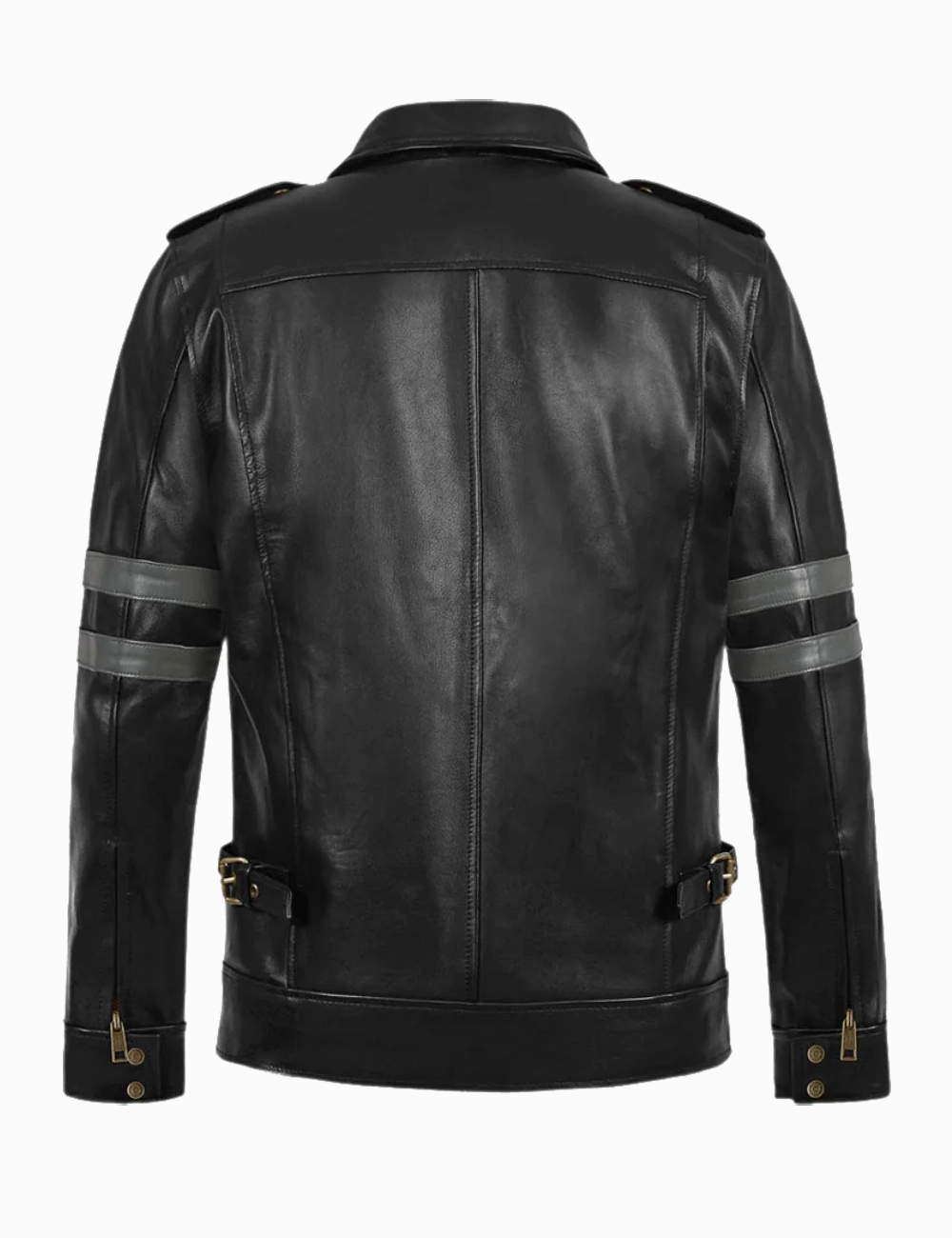 Resident Evil Inspired Black Leather Jacket – Tactical Style with Pockets and Arm Detailing (4)
